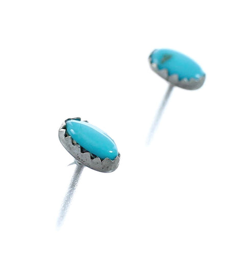 Navajo Turquoise Sterling Silver Post Earrings NN20314